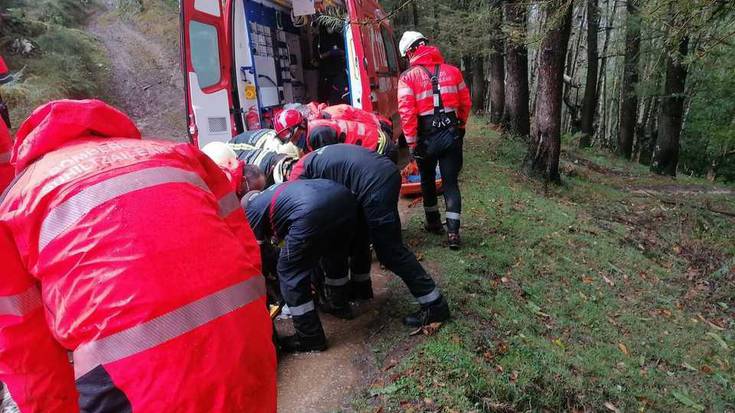 Goizuetan egurra ateratzen ari zenean amildutako kamioiaren txoferra Donostiako ospitalera eraman zuten atzo