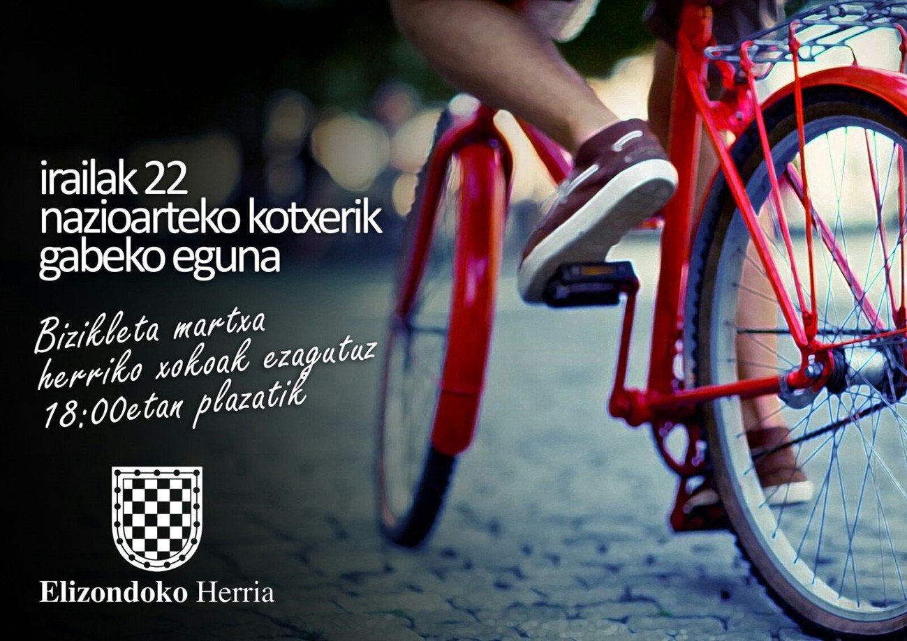 Autorik Gabeko Nazioarteko Egunean Bizikletaldia antolatu dute Elizondon irailaren 22an