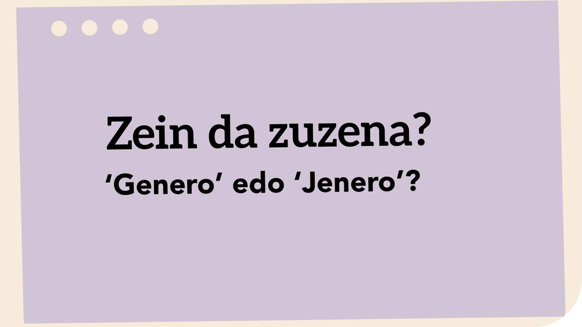 ‘Genero’ edo ‘Jenero’?