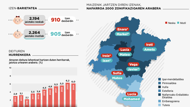 Enara eta Markel dira 2024an sortutako haurren artean maizen agertzen diren izenak gure inguruan