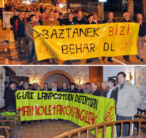 Greba mugagabean segitzen dute Marmoles Baztaneko langileek 