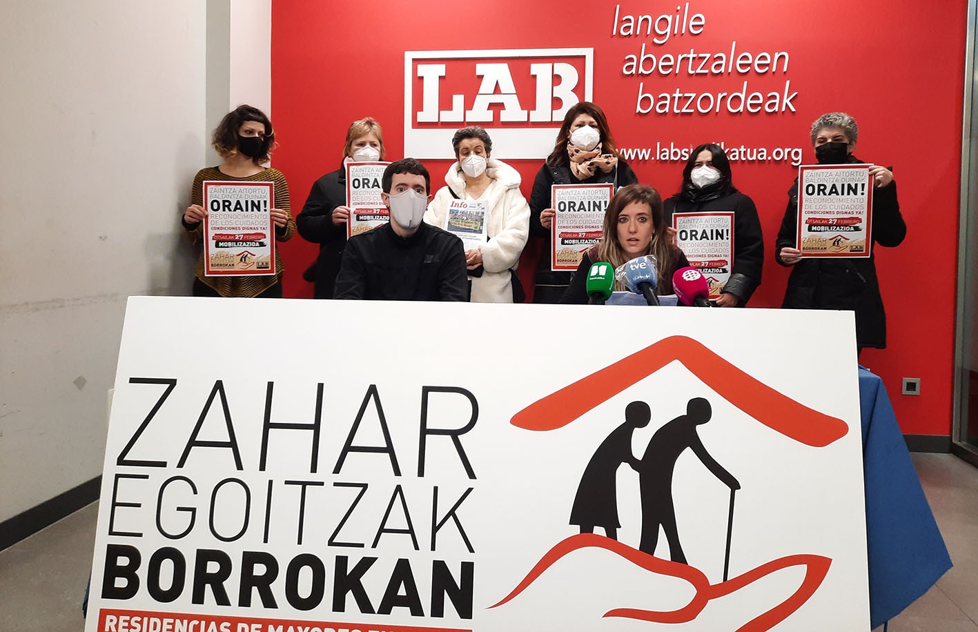 Nafarroako zahar egoitzetako hitzarmen baten aldeko kanpaina hasi du LAB sindikatuak