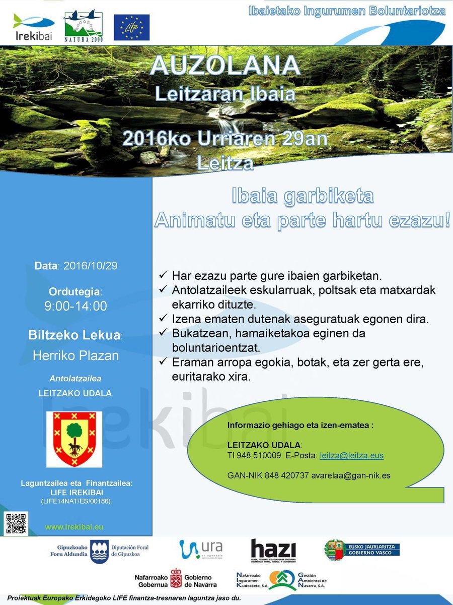 Erreka garbitzeko auzolana, urriaren 29an