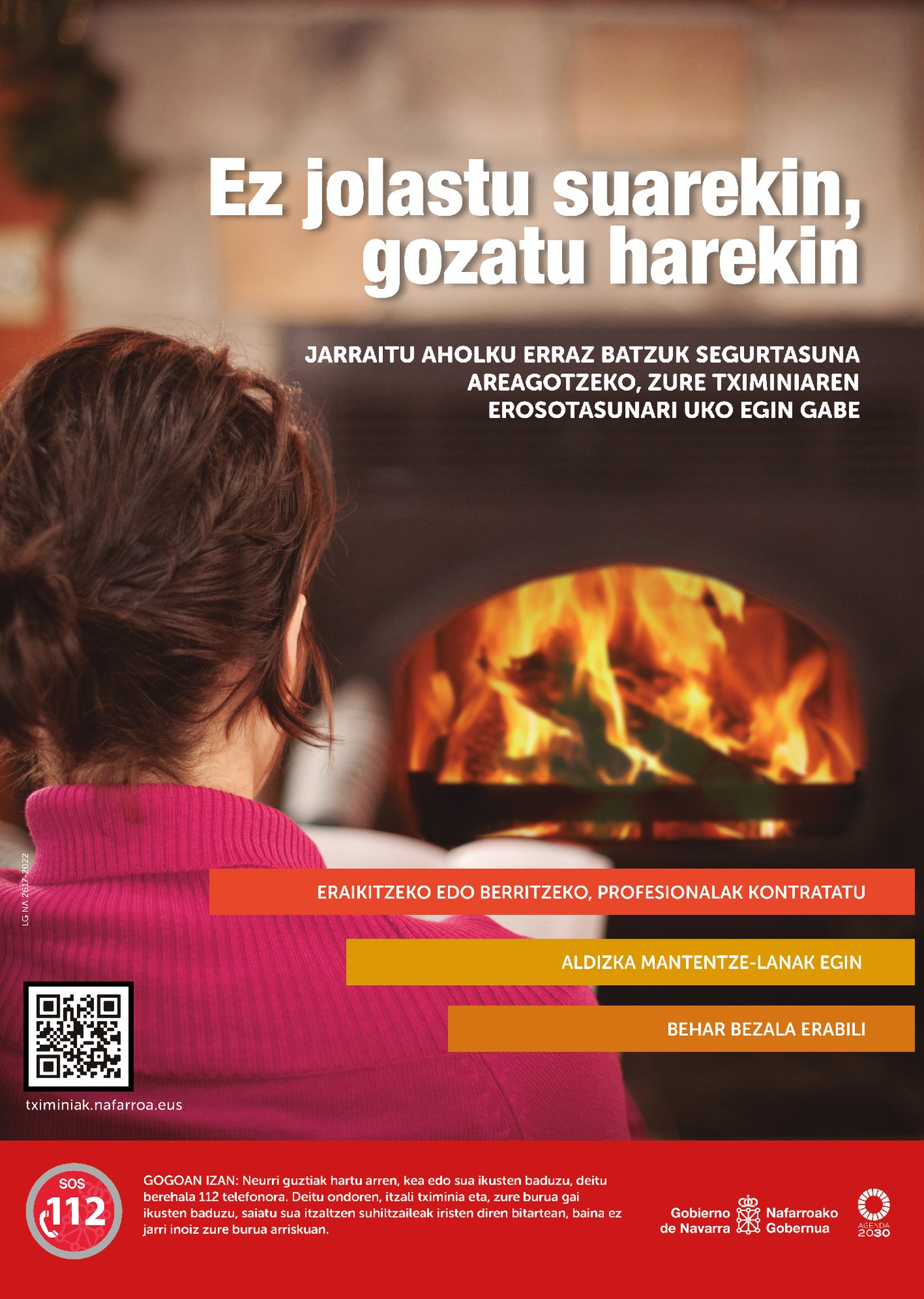 Tximiniako suterik ez gertatzeko aholkuak eman ditu Nafarroako Suhiltzaileen Zerbitzuak