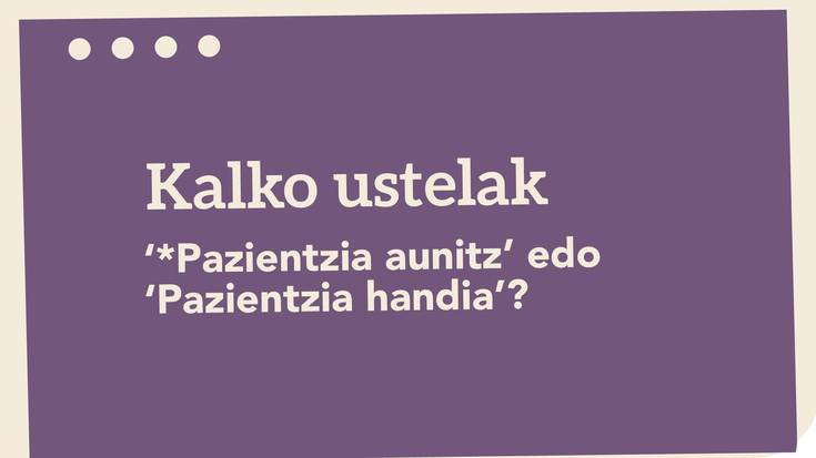‘*Pazientzia aunitz' edo ‘Pazientzia handia'?