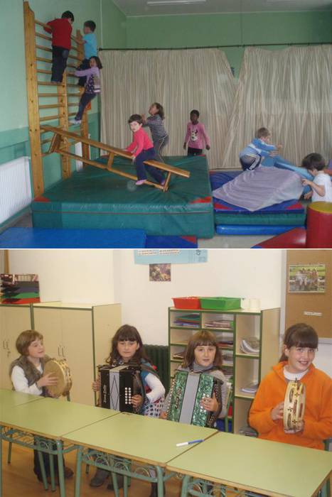 Ikastaroak eskolako gelan eta gimnasioan 