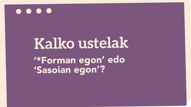 ‘*Forman egon’ edo ‘Sasoian egon’?