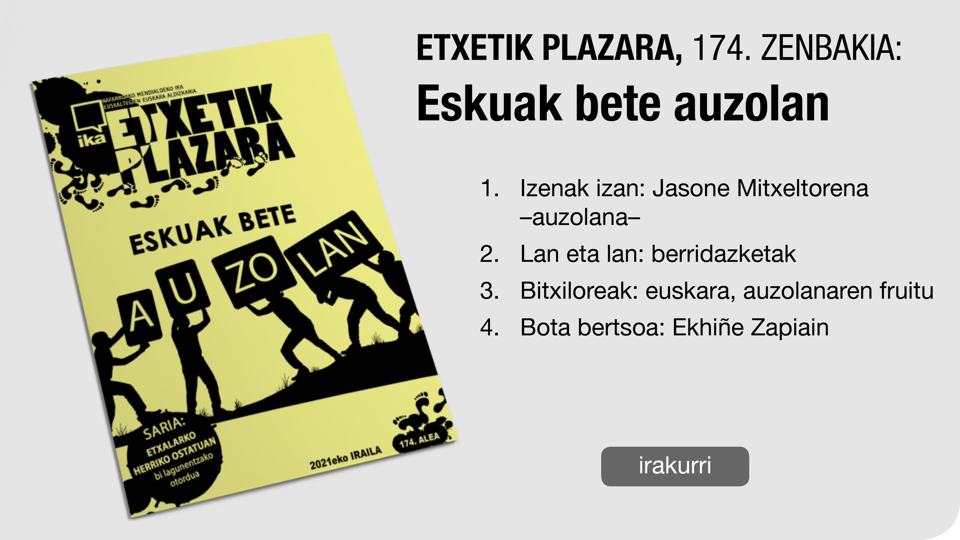 174. Etxetik Plazara: Eskuak bete auzolan