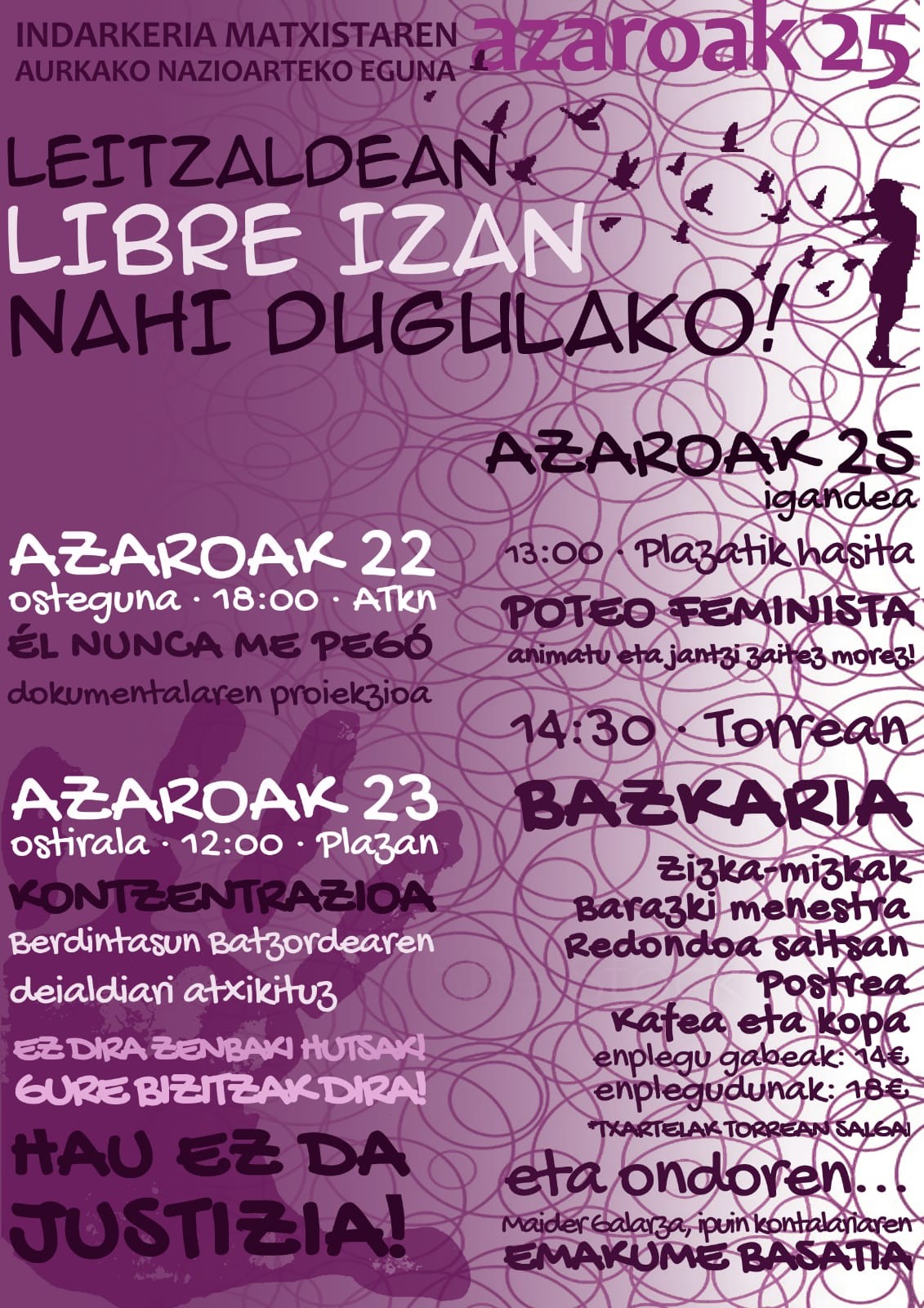Emakumenganako Indarkeriaren Aurkako Nazioarteko Egunaren harira ekitaldiak izanen dituzte Leitzan