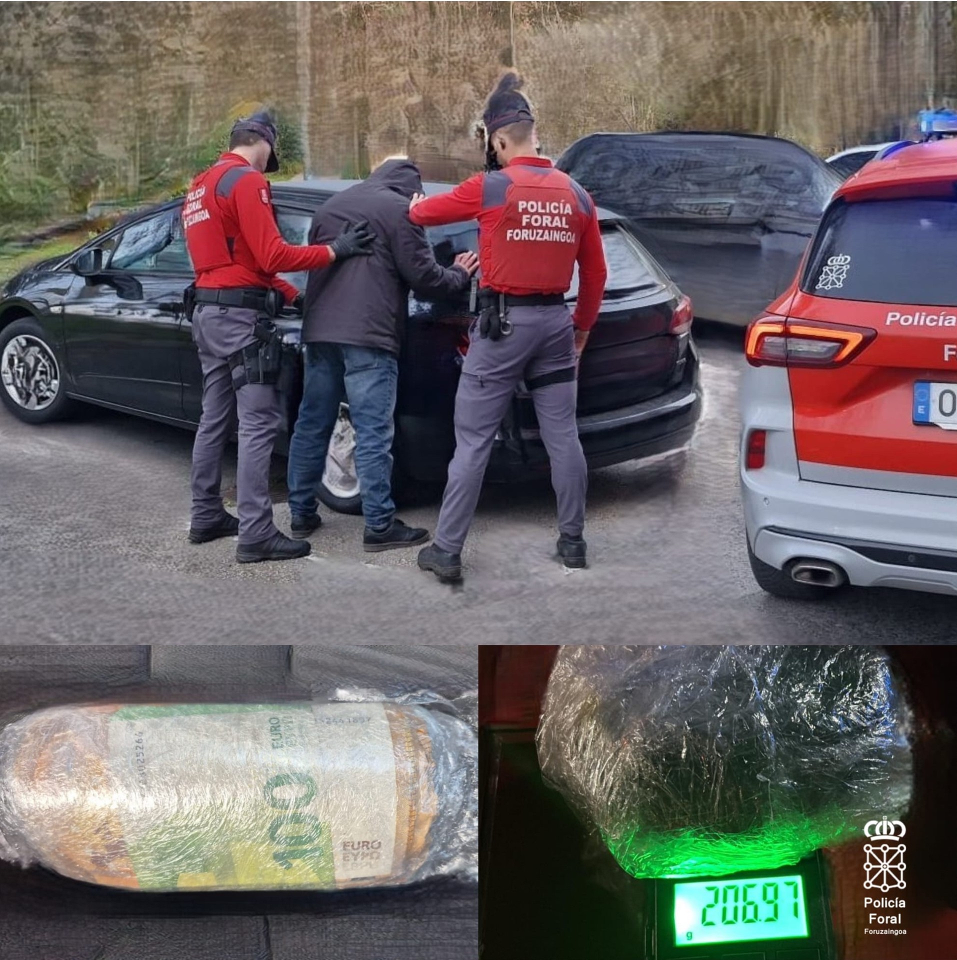 Droga trafikoaren kontrako hiru operaziotan, Elizondoko komisariako foruzainek 56 kilo substantzia konfiskatu dituzte eta zazpi pertsona atxilotu
