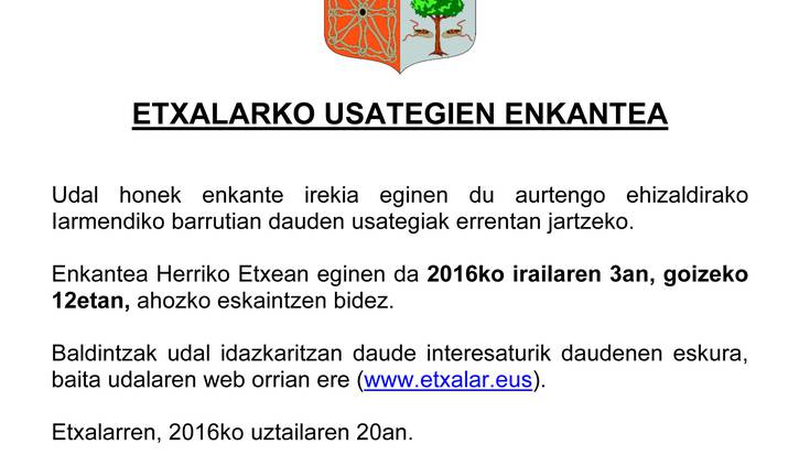 Etxalarko udalaren iragarki ofiziala