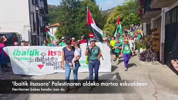 'Ibaitik itsasora' Palestinaren aldeko ibilaldia eskualdean barna
