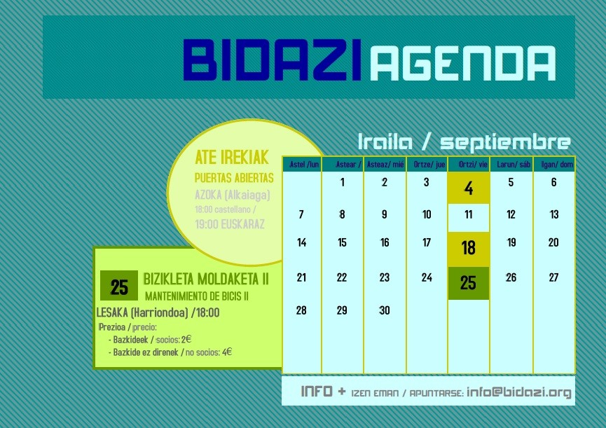 BIDAZIKO EKITALDIAK BERRIZ MARTXAN DIRA! Hauxe da 