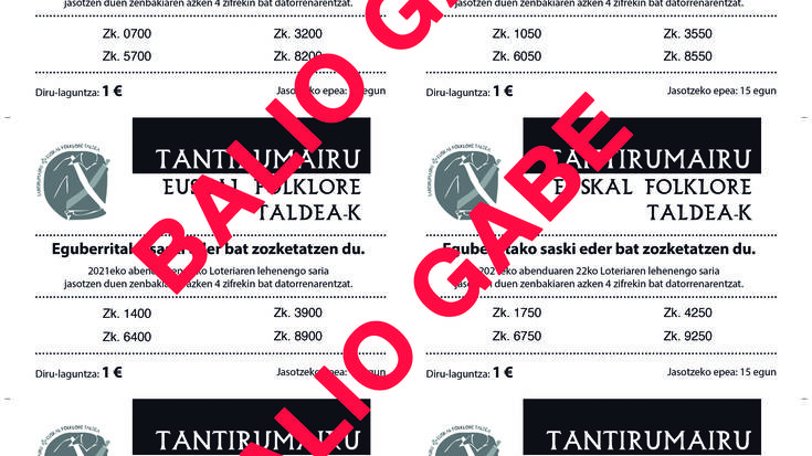 Tantirumairu Euskal Folklore taldearen Eguberrietako zozketaren zazpi txartel baliogabetuak izan dira