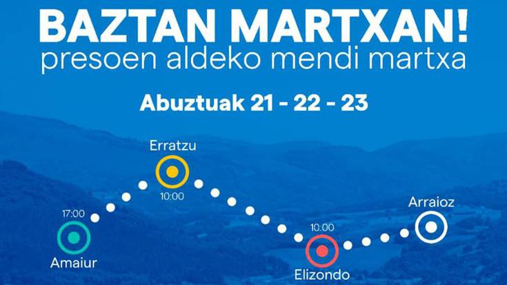 Arraioztik Amaiurrera presoen aldeko mendi martxa eginen dute Baztanen