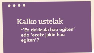 * 'Ez dakizula hau egiten' edo 'ezetz jakin hau egiten'?
