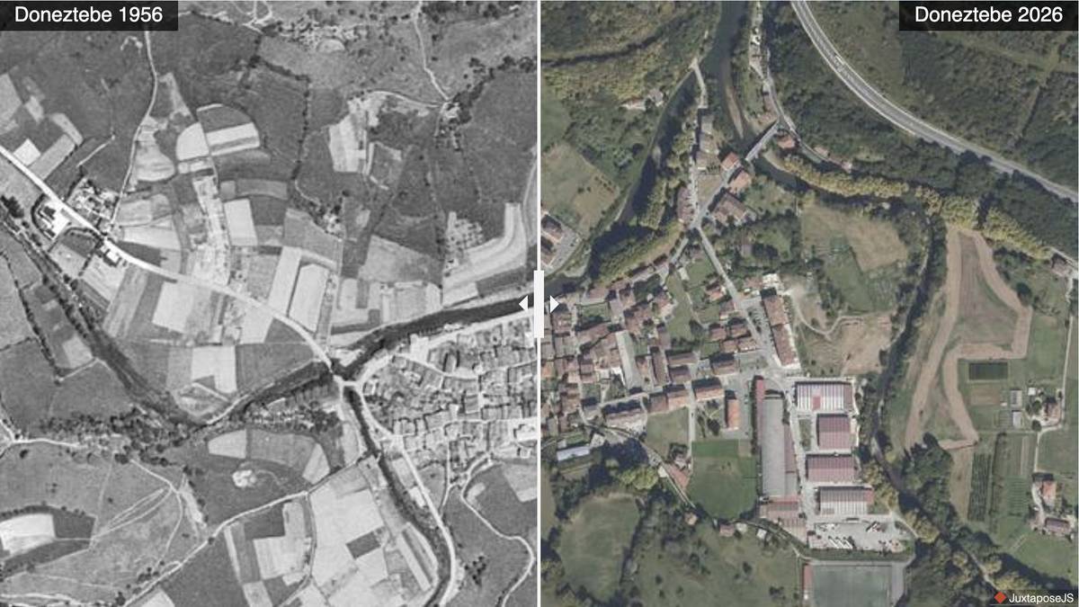 Doneztebeko bi argazki hauen artean 70 urte pasatu dira