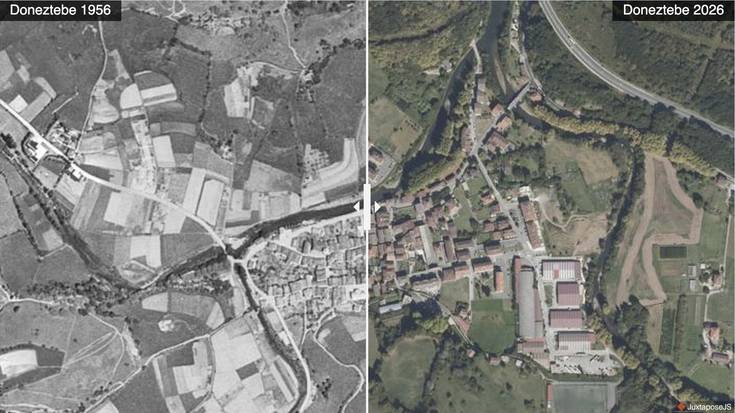Doneztebeko bi argazki hauen artean 70 urte pasatu dira