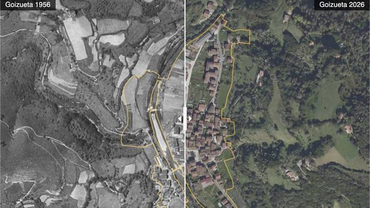Goizuetako bi argazki hauen artean 70 urte pasatu dira