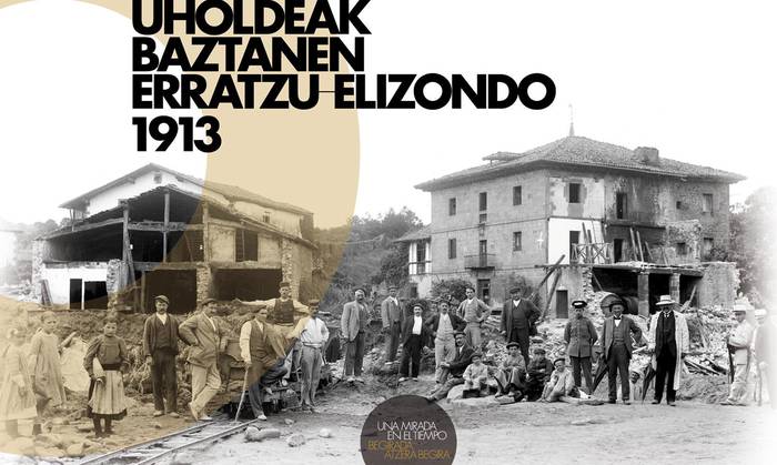 1913ko uholdeei buruzko argazki bildumaren erakusketa Iruritako Jauregian