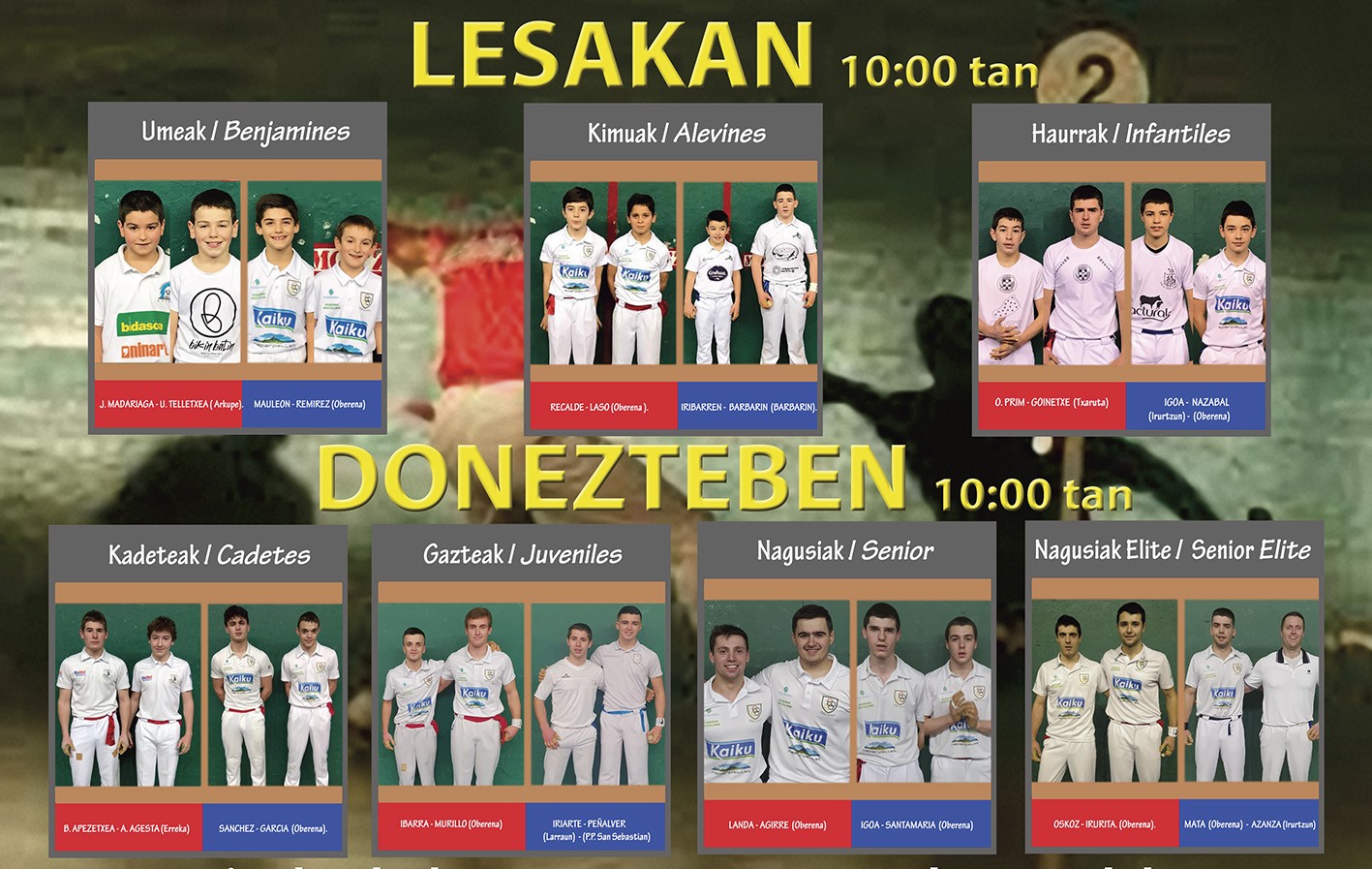 Malerrekako XIX. pilota txapelketako finalak larunbatean jokatuko dituzte Donezteben eta Lesakan