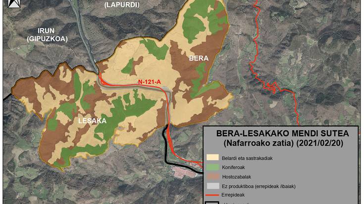 Beran eta Lesakan izandako suteak 770 hektarea erre ditu
