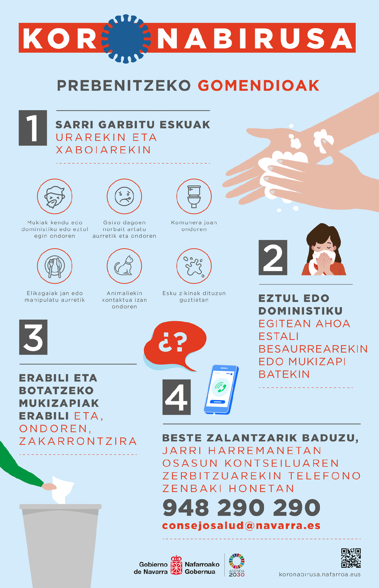 Koronabirusa prebenitzeko gomendioak