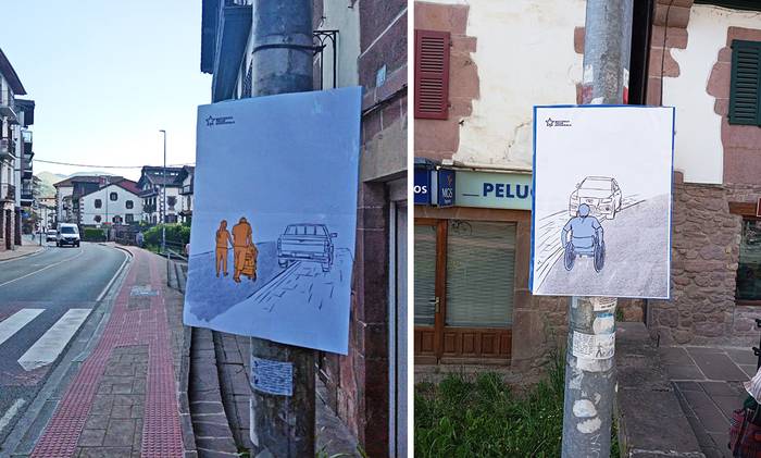 Autoak espaloietan ez aparkatzeko kanpaina hasi du Baztango Talde Ekosozialak