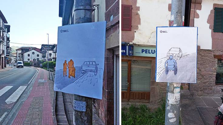 Autoak espaloietan ez aparkatzeko kanpaina hasi du Baztango Talde Ekosozialak