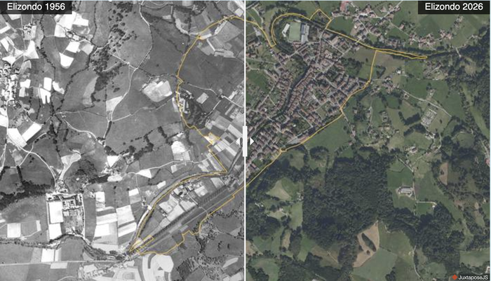 Elizondoko bi argazki hauen artean 70 urte pasatu dira