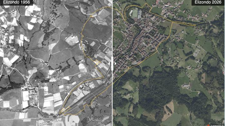 Elizondoko bi argazki hauen artean 70 urte pasatu dira