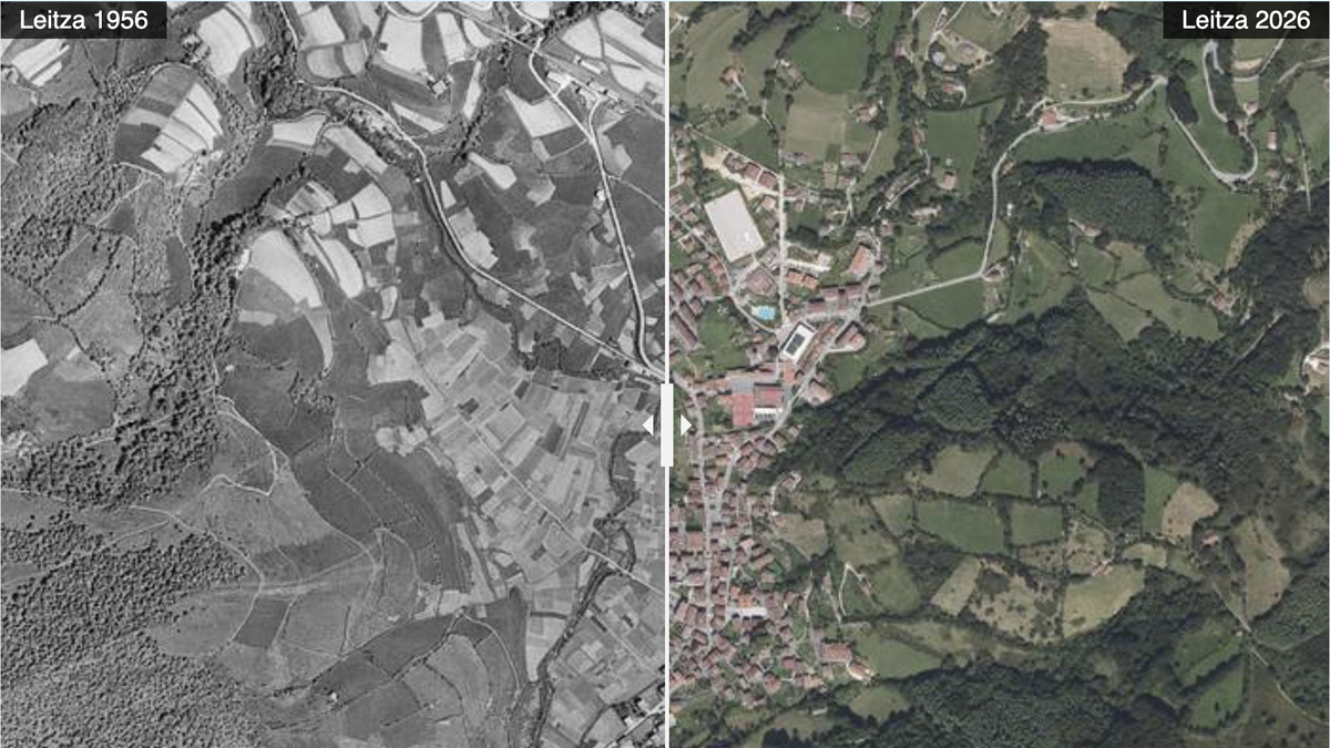 Leitzako bi argazki hauen artean 70 urte pasatu dira