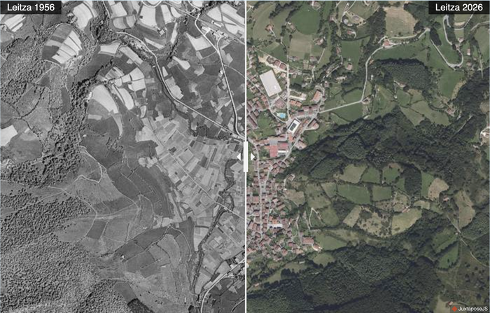Leitzako bi argazki hauen artean 70 urte pasatu dira