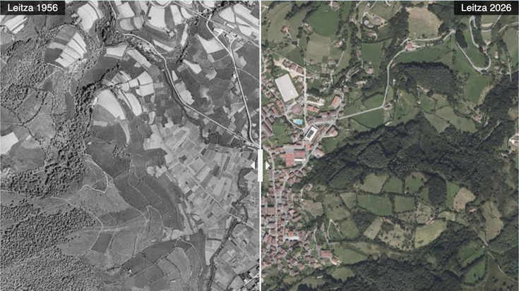Leitzako bi argazki hauen artean 70 urte pasatu dira