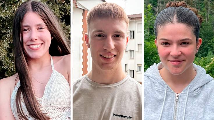 Unibertsitatera sartzeko probari buruz Amazabal institutuko Naroa Olano, Anartz Lujanbio eta Eunate Belauntzaranekin