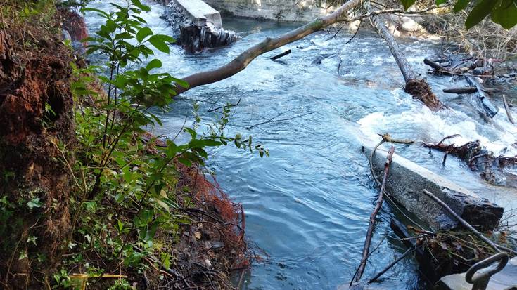 Lesakako Erdiko errotako kanala idortua dago Luberrondoko presa desegitearen ondorioz