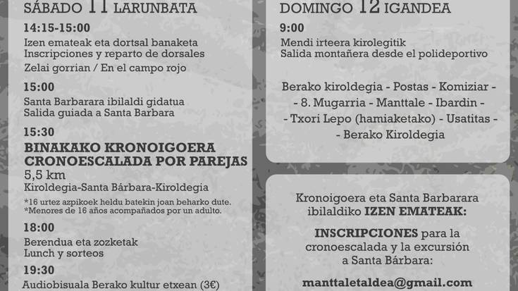 Berako XVII. Mendiaren eguna ospatuko da aste hondar honetan