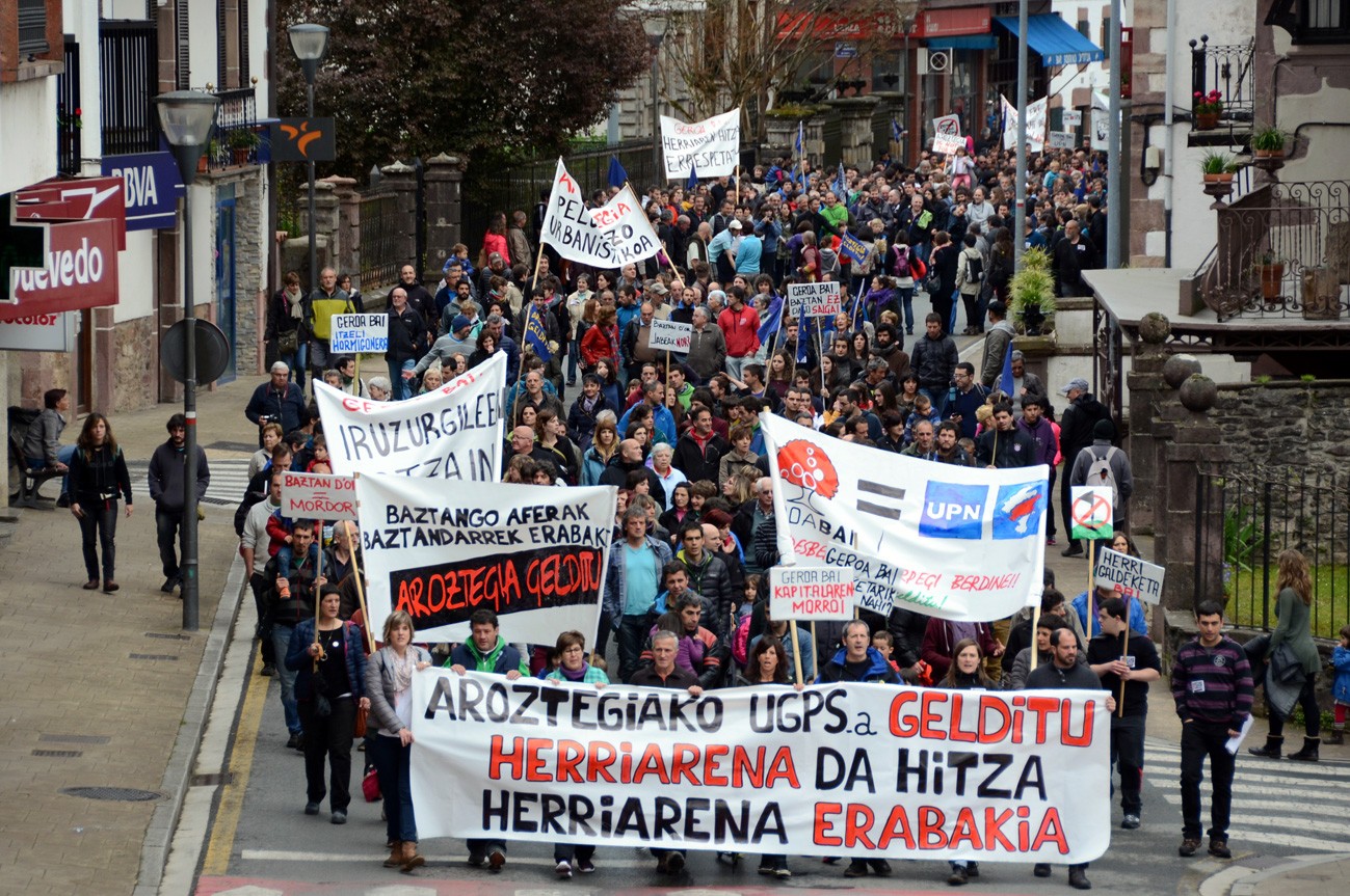 Aroztegia herri plataformak elkarretaratzea deitu du otsailaren 9an Elizondoko plazan